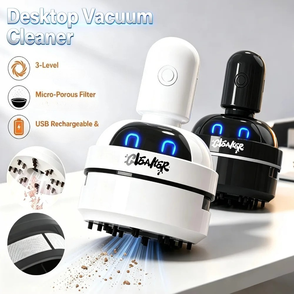 Mini Desktop Vacuum Cleaner For Eraser Dust - Draagbare mini-bureaustofzuiger, draadloze toetsenbordreiniger voor potloodspuikorrels,