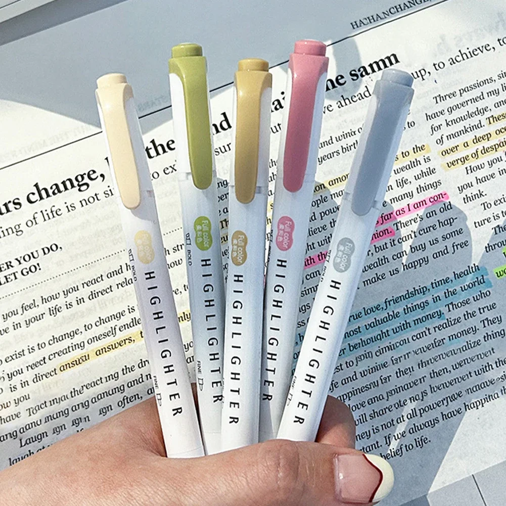 Pastel Highlighter Set Double Ended - 5 stks Pastel Markeerstiften Kleuren Dual