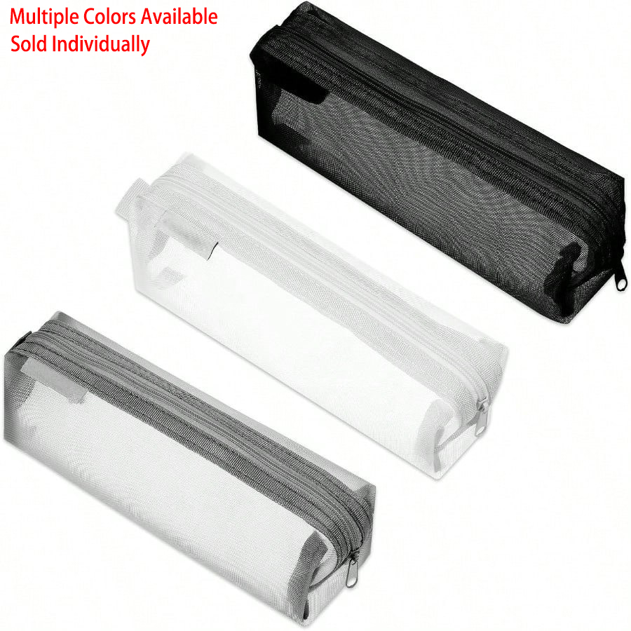 Clear Mesh Pencil Pouch For Exam - Transparante mesh etui voor examens, minimalistische