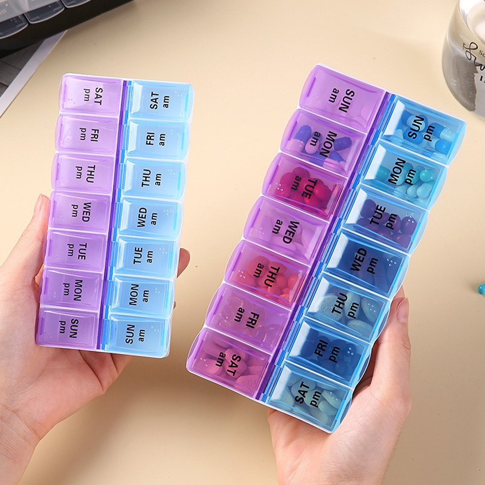 Stationery - 14 compartimenten Onafhankelijke pillendoos Draagbare medicijndoos