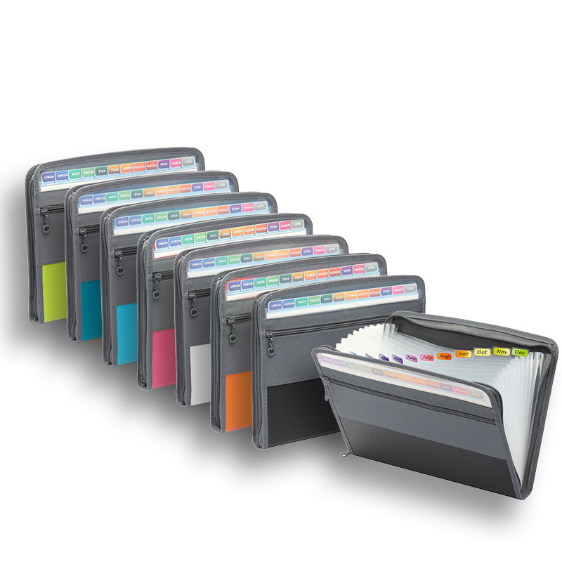Expandable Accordion File Folder 13 Pockets - Accordeon-maporganizer met veilige ritssluiting, uitbreidbare map