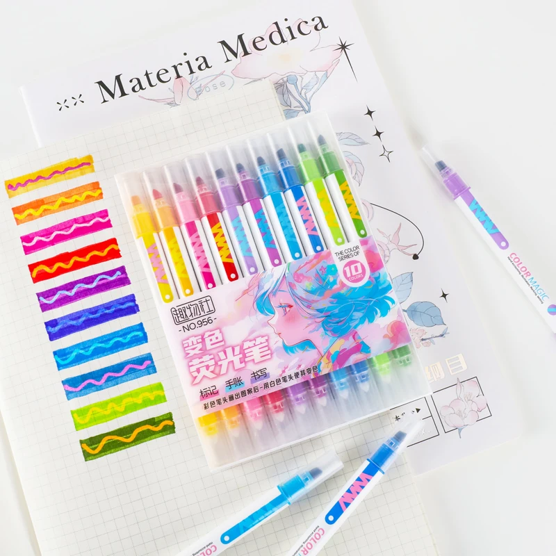 Pastel Highlighter Set Double Ended - 10 stuks dubbelzijdige magische kleur veranderende
