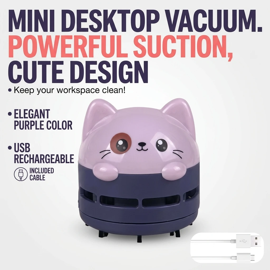 Mini Desktop Vacuum Cleaner For Eraser Dust - Desktopstofzuiger Mini Draadloos USB Oplaadbaar Schattige