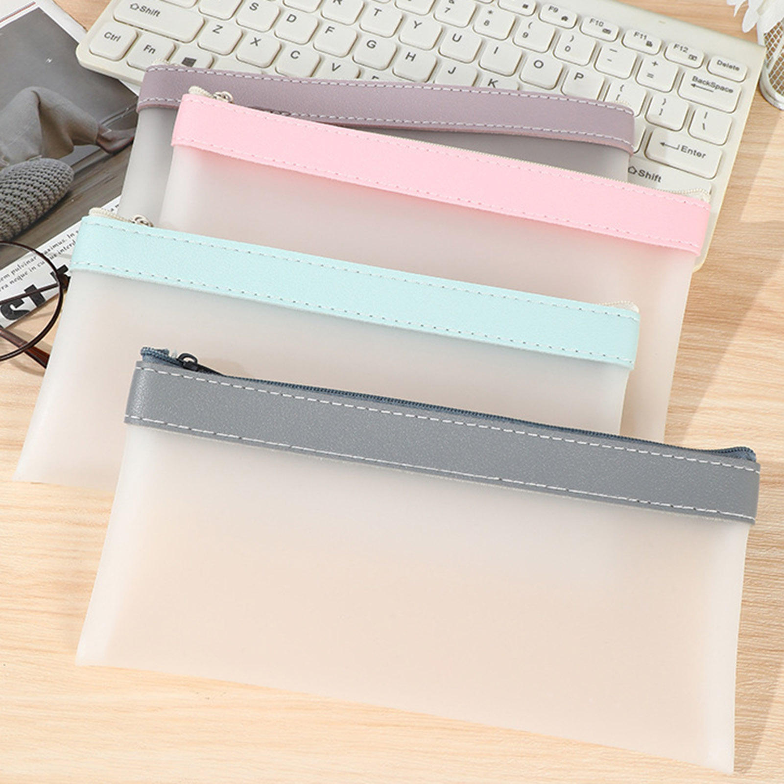 Aesthetic Large Pencil Case Pouch - Transparant Mat Etui Met Grote Capaciteit