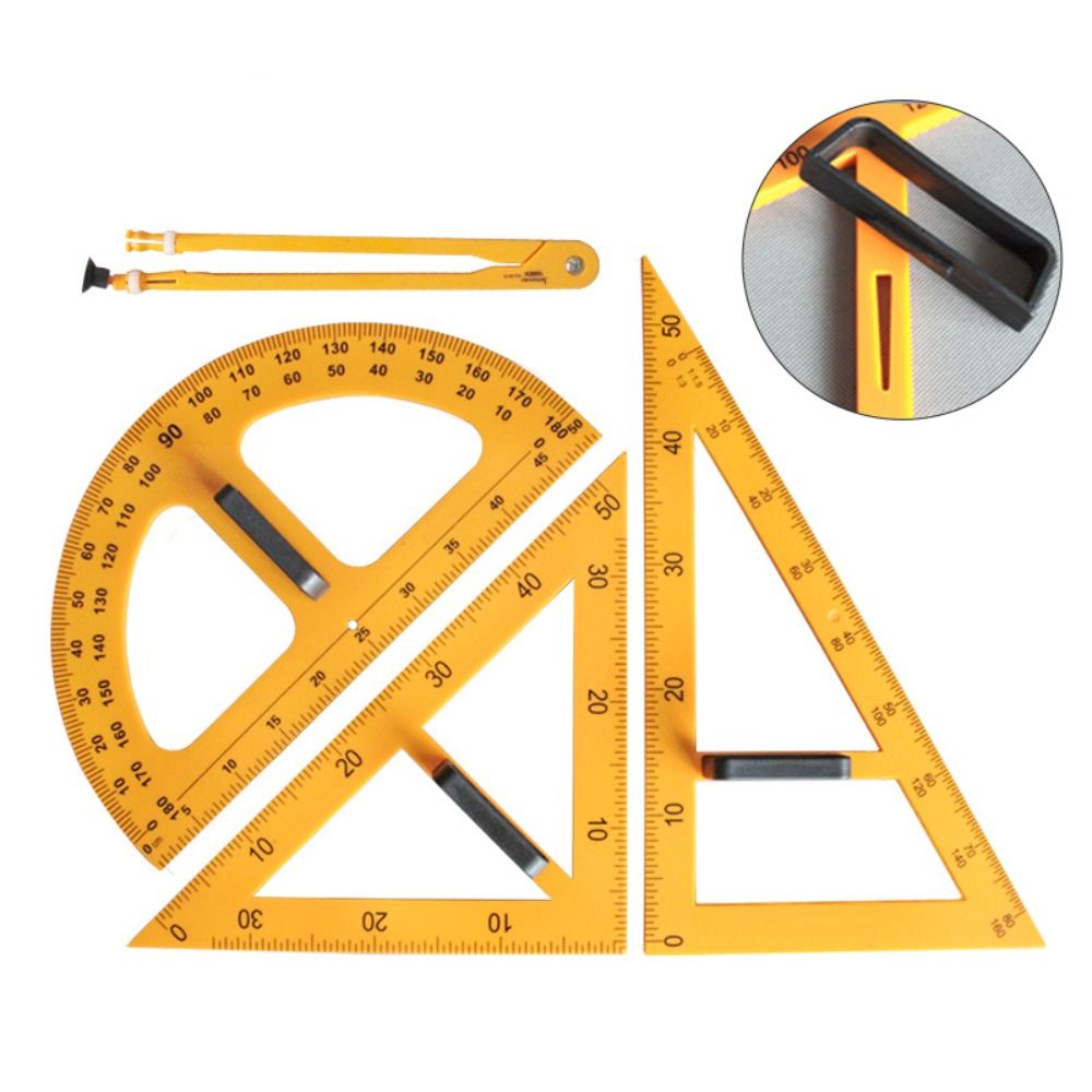 Math Geometry Set With Compass - Duurzame grote driehoekige liniaal, multi-formaat wiskunde-geometrie