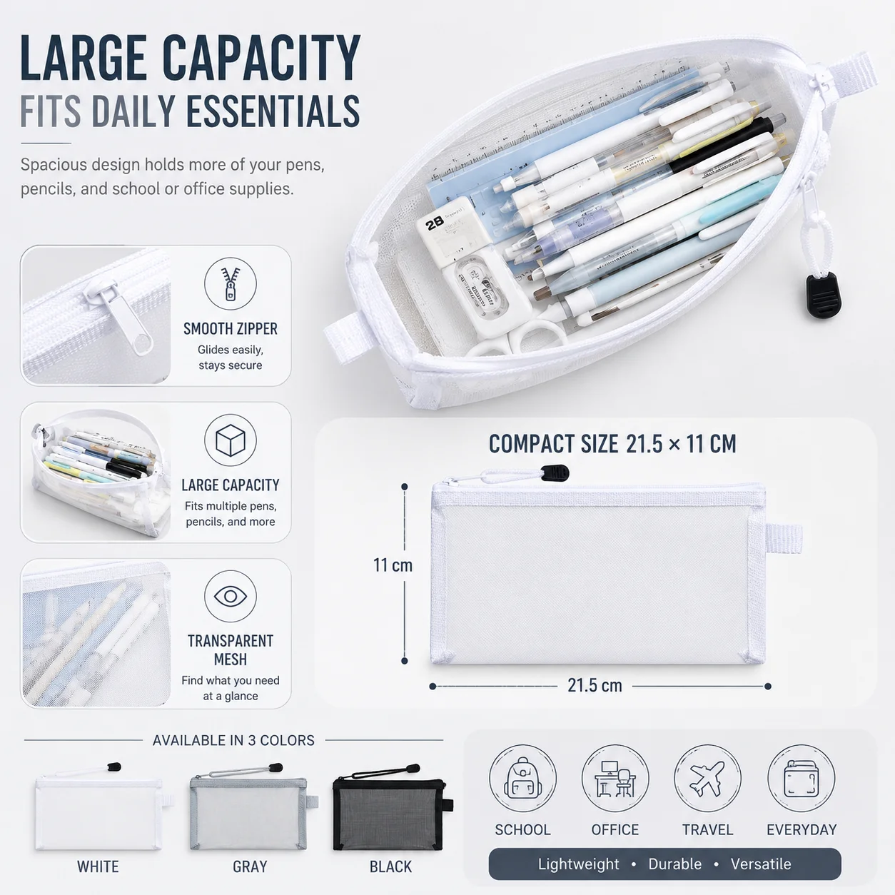 Transparante mesh-pennenzak, d - Clear Mesh Pencil Pouch For Exam recensie en prijs