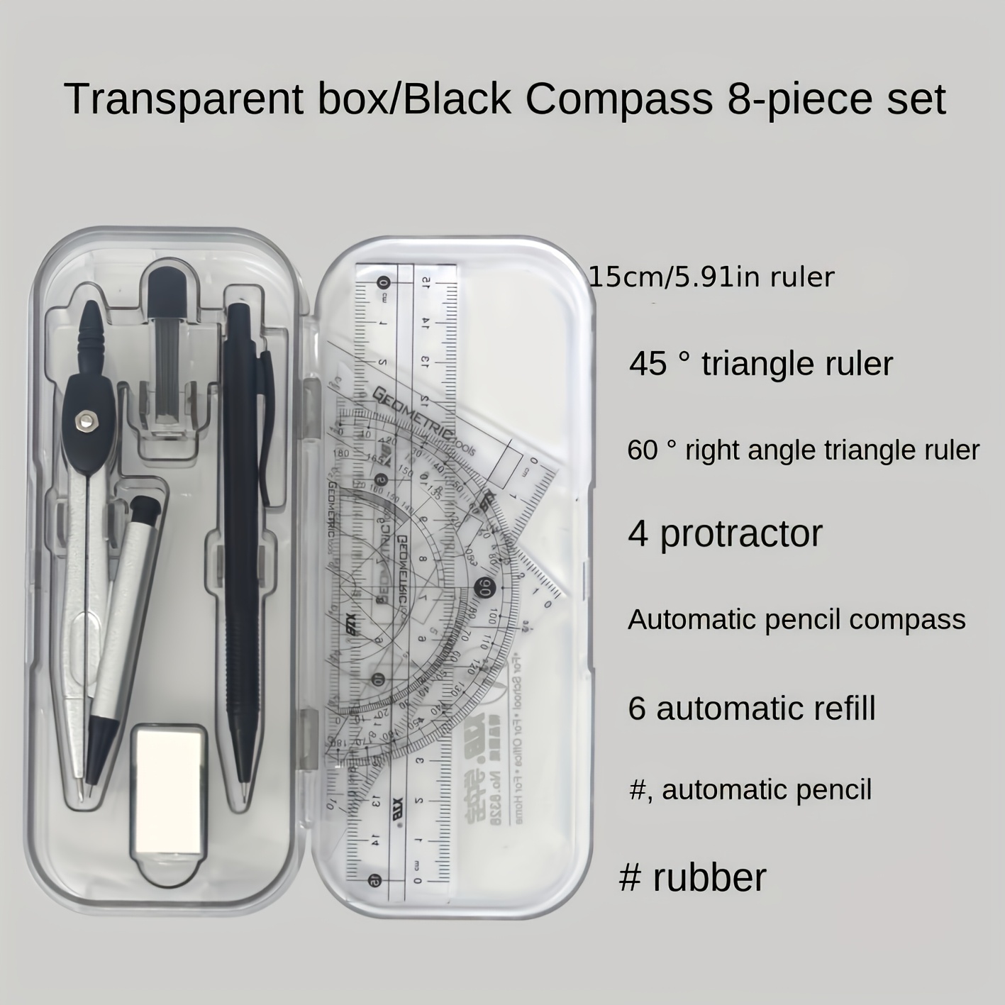 Kompas- en liniaalset, geometr - Math Geometry Set With Compass recensie en prijs