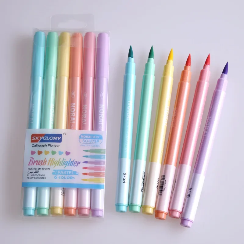 6 stks/set Borstel Markeerstif - Pastel Highlighter Set Double Ended recensie en prijs
