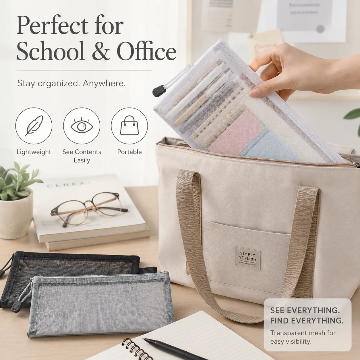 Transparante mesh-etui met doo - Clear Mesh Pencil Pouch For Exam recensie en prijs