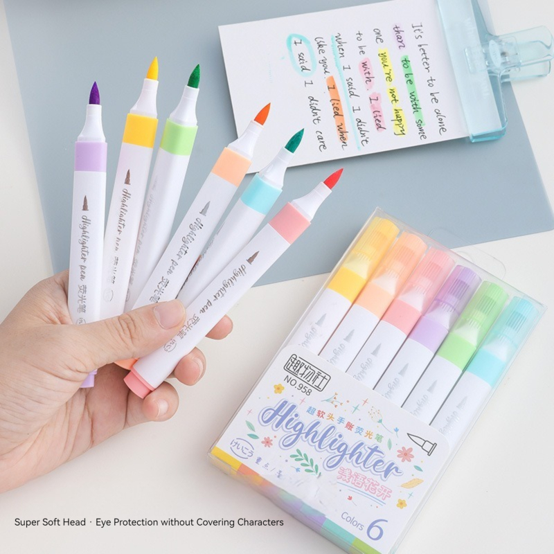 6 Kleuren Pastelkleur Markeers - Pastel Highlighter Set Double Ended recensie en prijs