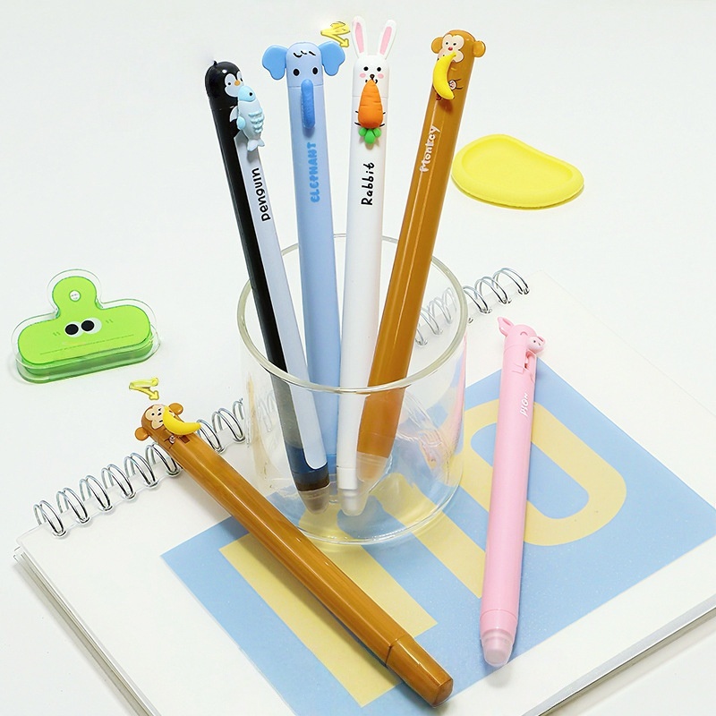 6-pack schattige cartoon diere - Retractable Eraser Pen Click recensie en prijs
