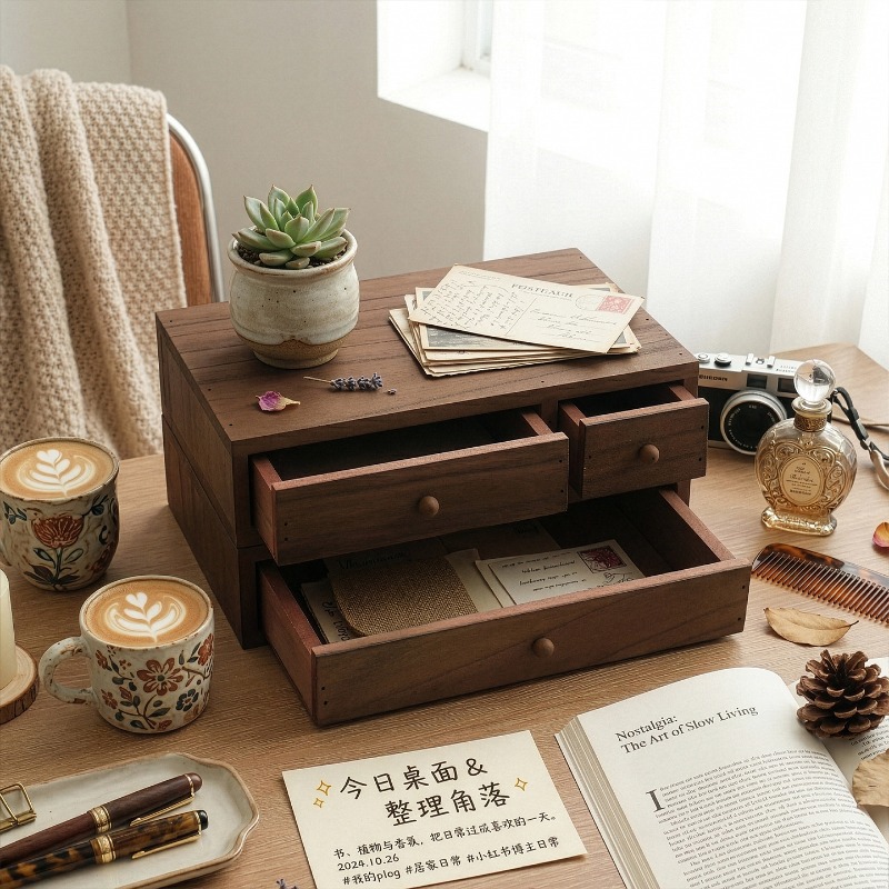 Houten opbergdoos voor op het  - Stationery recensie en prijs
